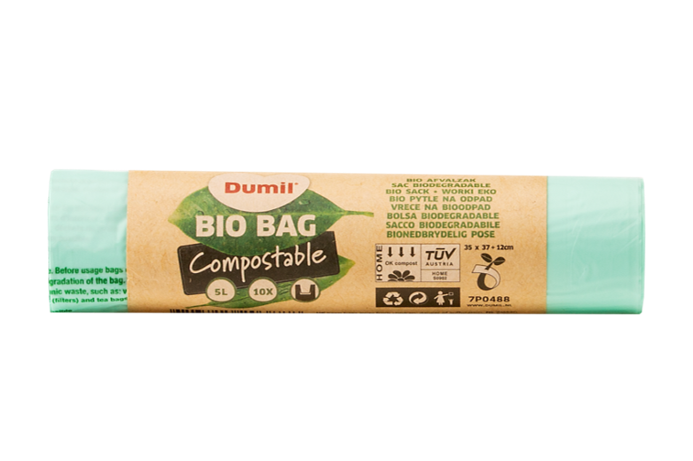 Dumil bio sac poubelle, 16 microns, 20 l, rouleau de 8 pièces, vert