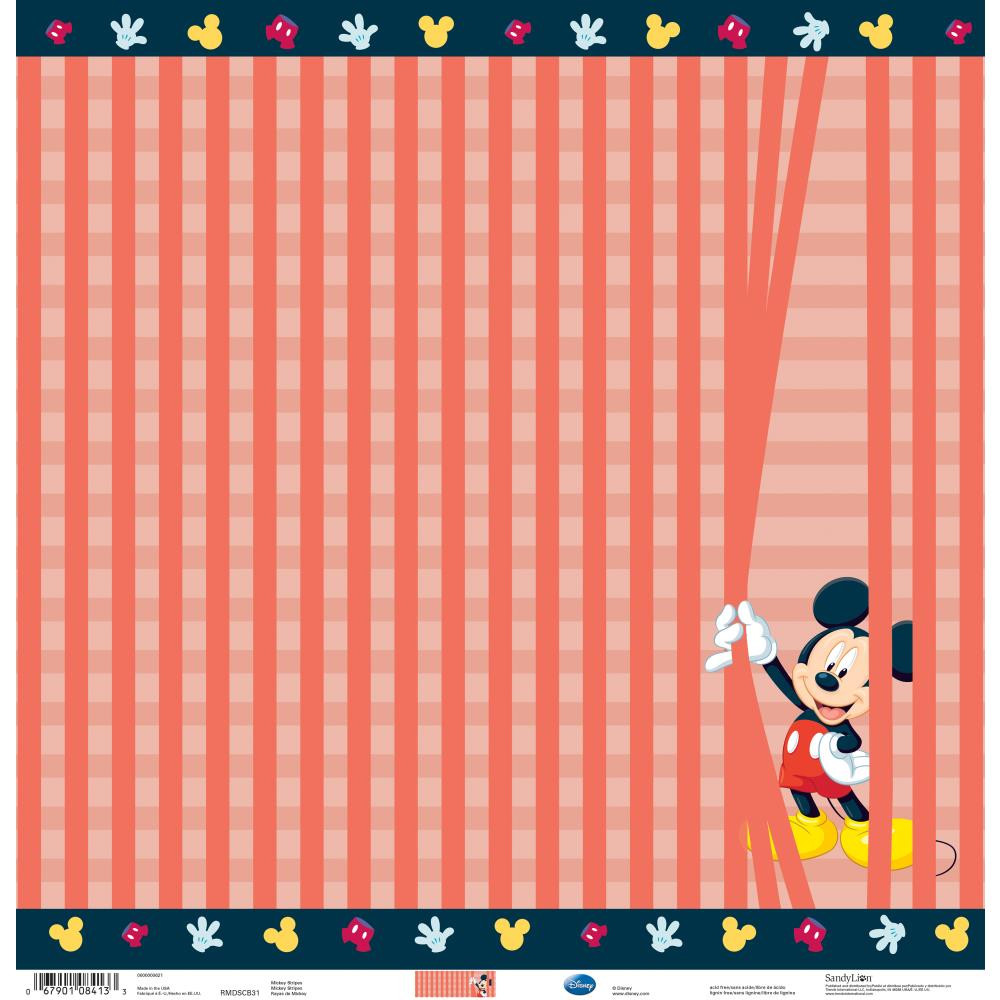 Laan opgraven is genoeg Desing papier Disney Single-Sided Paper 12"X12" Mickey Stripes MDSCB31