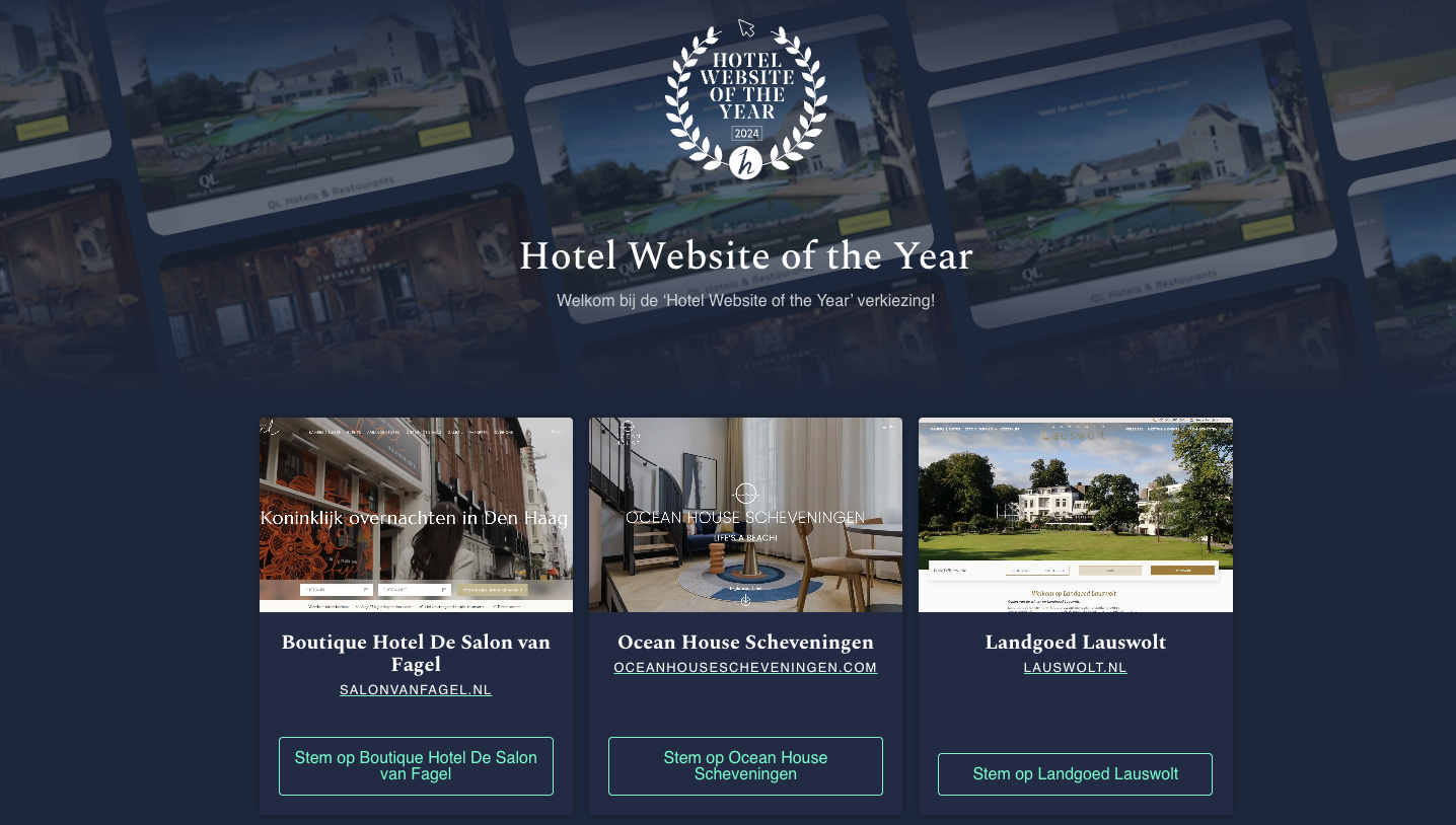 Publieksronde ‘Hotel Website of the Year’ 2024 verkiezing van start