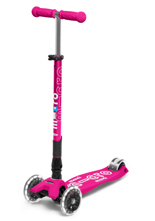 Maxi Deluxe Inklapbaar LED Neon Pink Kickboard Foldable